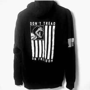 Howitzer Hoodie, Mens Medium, Black, Don’t Tread On Me, Patriotic, Flag, Rebel